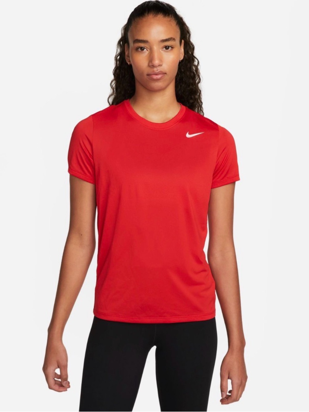 Nike Women's Dri-FIT Short Sleeve Tee in Red size medium full length